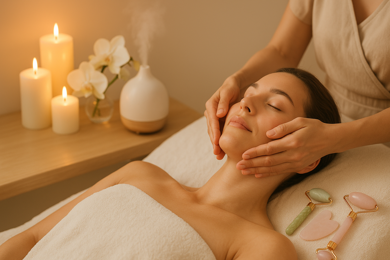 create another image that has something to do with a facial lymphatic drainage